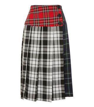 Topshop + Colourblock Check Kilt Skirt