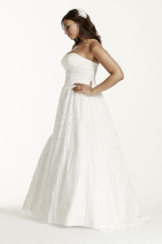 David's Bridal + Lace Wedding Dress with Pockets