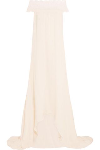 Self-Portrait + Bardot Guipure Lace-trimmed Satin Gown