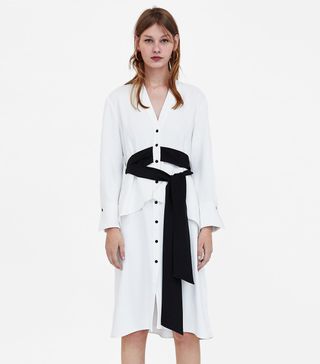 Zara + Dress With Contrasting Belt