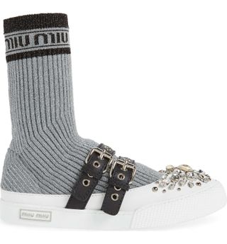 Miu Miu + Metallic Sock Sneaker