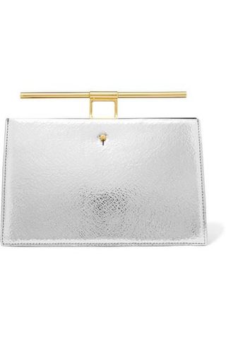 The Volon + Chateau Mini Metallic Cracked and Textured-Leather Clutch