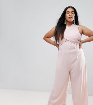ASOS Curve + Jumpsuit With Wrap Front and Tie Back