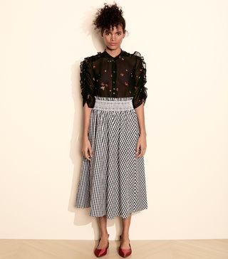 Who What Wear + Smocked Waist Midi Skirt