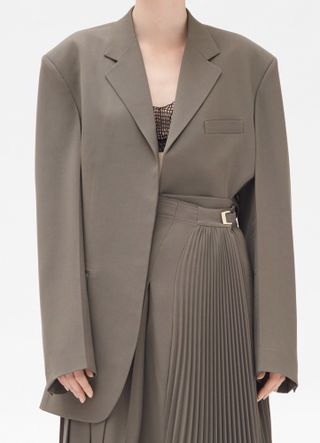 Céline + Long Tailored Jacket in Wool Gabardine
