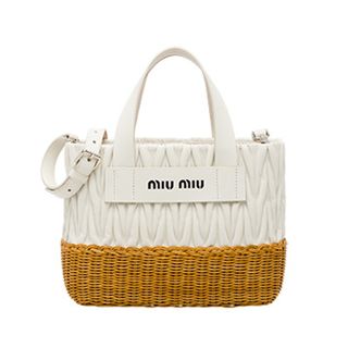 Miu Miu + Nappa Leather and Wicker Bag