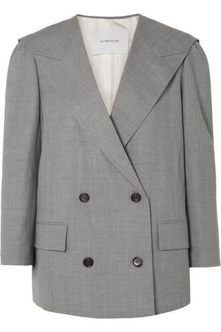PushButton + Oversized Double-Breasted Wool Blazer