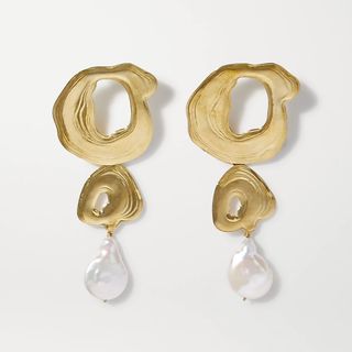 Leigh Miller + + Space for Giants Gold-Tone Pearl Earrings