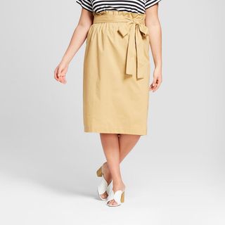 Who What Wear + Plus Size Belted Paperbag Skirt
