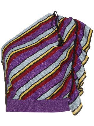 Philosophy di Lorenzo Serafini + Knitted Lurex Striped One-Shoulder Top