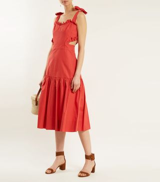 Rebecca Taylor + Cut-Out Cotton and Linen-Blend Dress
