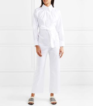 Norma Kamali + Belted Cotton Jumpsuit