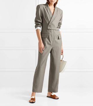 Tibi + Double-Breasted Wool Jumpsuit