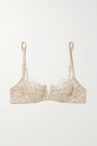 I.D. Sarrieri + In the Mood for Love Metallic Corded Lace, Tulle and Satin Underwired Soft-Cup Bra