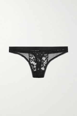 Else + Petunia Stretch-Mesh and Corded Lace Thong