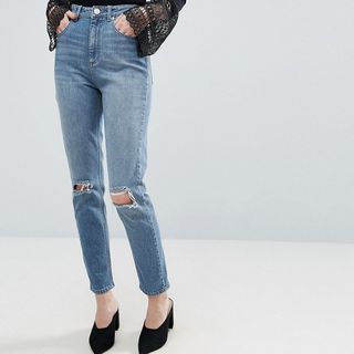 ASOS + High Waist Slim Mom Jeans