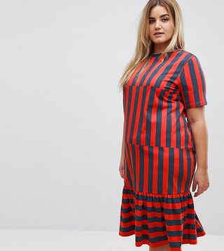 ASOS Curve + Midi Block Stripe T-Shirt Dress