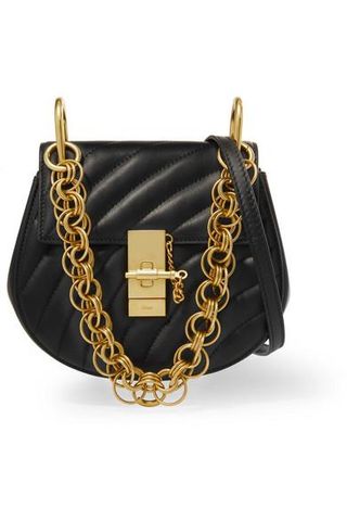 Chloé + Drew Bijou Quilted Leather Shoulder Bag in Black