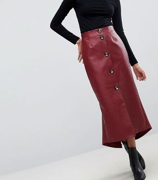 ASOS + Leather Look Midaxi Skirt