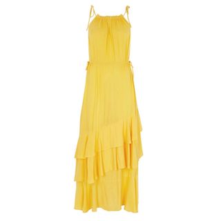 River Island + Yellow High Neck Tassel Maxi Dress