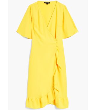 Topshop + Crepe Ruffle Midi Wrap Dress