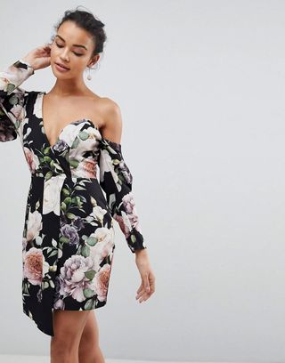 ASOS + Cocktail Mini Dress in Dark Floral Print
