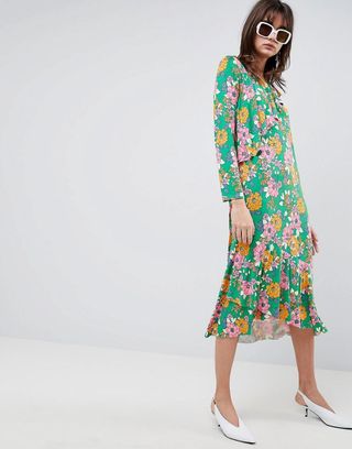 ASOS + Design Relaxed Tea Dress in Bold Floral Print