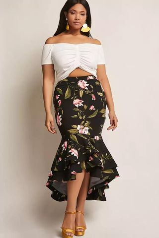 Forever 21 + ETA Floral Flounce Hem Skirt