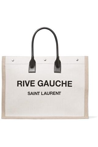 Saint Laurent + Shopper Leather-trimmed Printed Canvas Tote