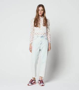 Sandro + High-Waisted Washed Jeans