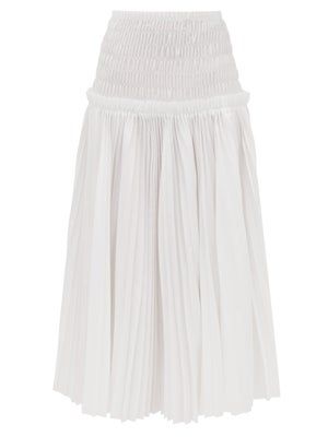 Khaite + Rosa Pleated Cotton-Poplin Midi Skirt