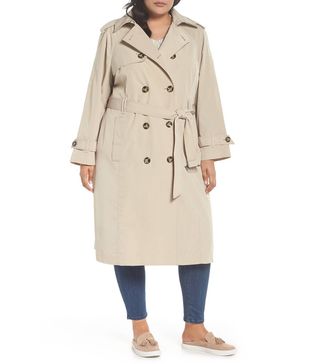 London Fog + Double Breasted Trench Coat