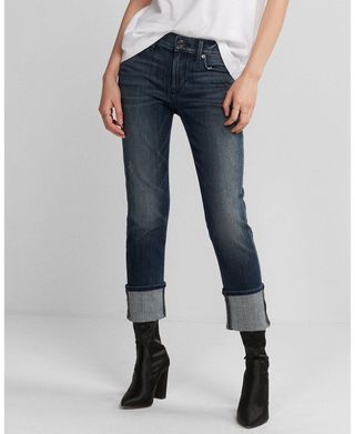 Express + Mid-Rise Stretch Cuffed Cropped Skinny Jeans