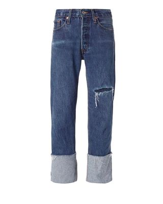Re/Done + Straight Cuff Destroyed High-Rise Jeans