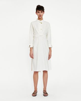 Zara + Striped Dress With Crossover Detail
