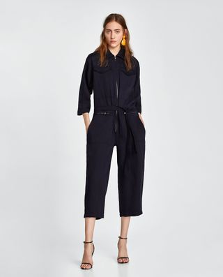 Zara + Cropped Jumpsuit