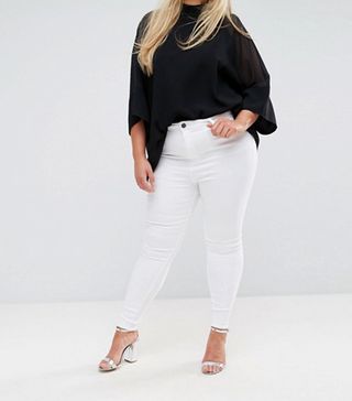 ASOS Curve + Ridley High Waist Skinny Jeans in Optic White