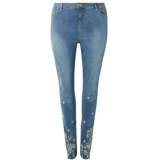 Dorothy Perkins + DP Curve Mid Wash Embroidered Jeans