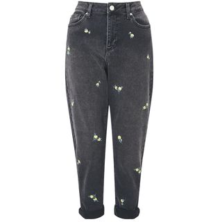 Miss Selfridge + Ditsy Embroidered Mom Jeans