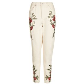 Topshop + Moto Rose Embroidered Mom Jean
