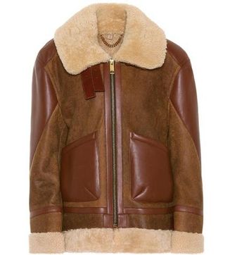 Burberry + Shearling-Trimmed Leather Coat