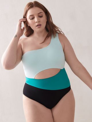 Addition Elle + One-Shoulder Cutout One-Piece Swimsuit