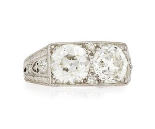 NM Estate + Estate Art Deco Two-Stone Diamond Ring