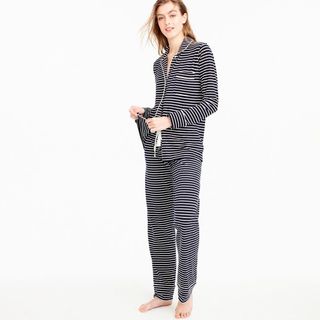 J.Crew + Dreamy Cotton Pajama Set in Stripe