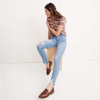 Madewell + High-Rise Skinny Jeans in Ontario Wash: Distressed-Hem Edition