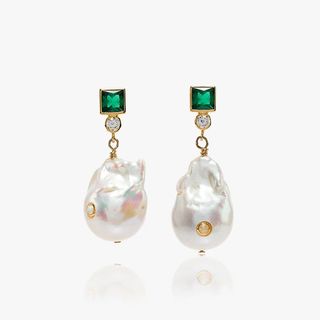 Anni Lu + Green and White Pearl Agate Earrings