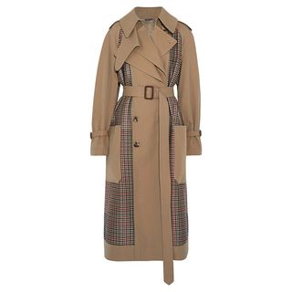 Alexander McQueen + Gabardine And Prince Of Wales Checked Tweed Trench Coat