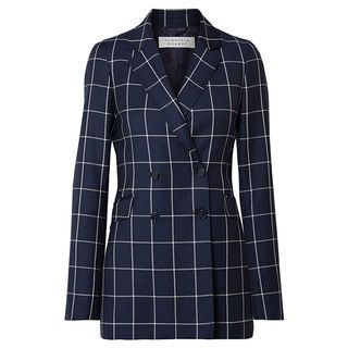Gabriela Hearst + Miles Double-Breasted Checked Wool-Crepe Blazer