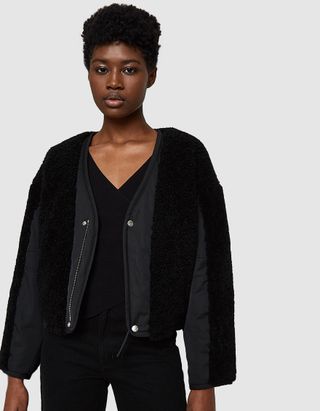 T by Alexander Wang + Twill Bomber Jacket With Shearling