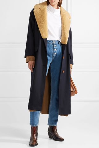 We11Done + Convertible Shearling-Trimmed Wool-Blend Coat